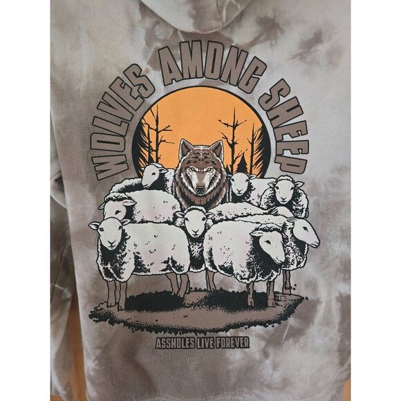 Wolves Among Sheep Tie-Dye Hoodie Medium Assholes Live Forever dad clothes - Picture 4 of 5